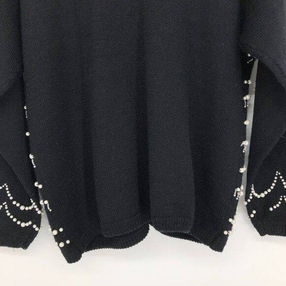 Vintage Franco Valero Black Pearl Embroidered Buttoned Wool blend Cardigan - Picture 7 of 15